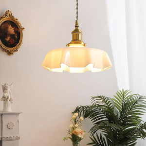 White Glass and Flower Shaped Chandelier Ceiling Light