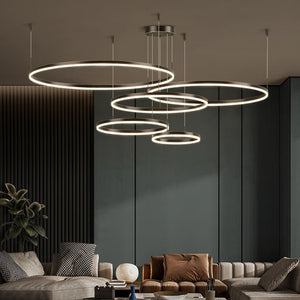 Modern Pendant Light Tir-Circle, Black/Gold/Coffee, Metal