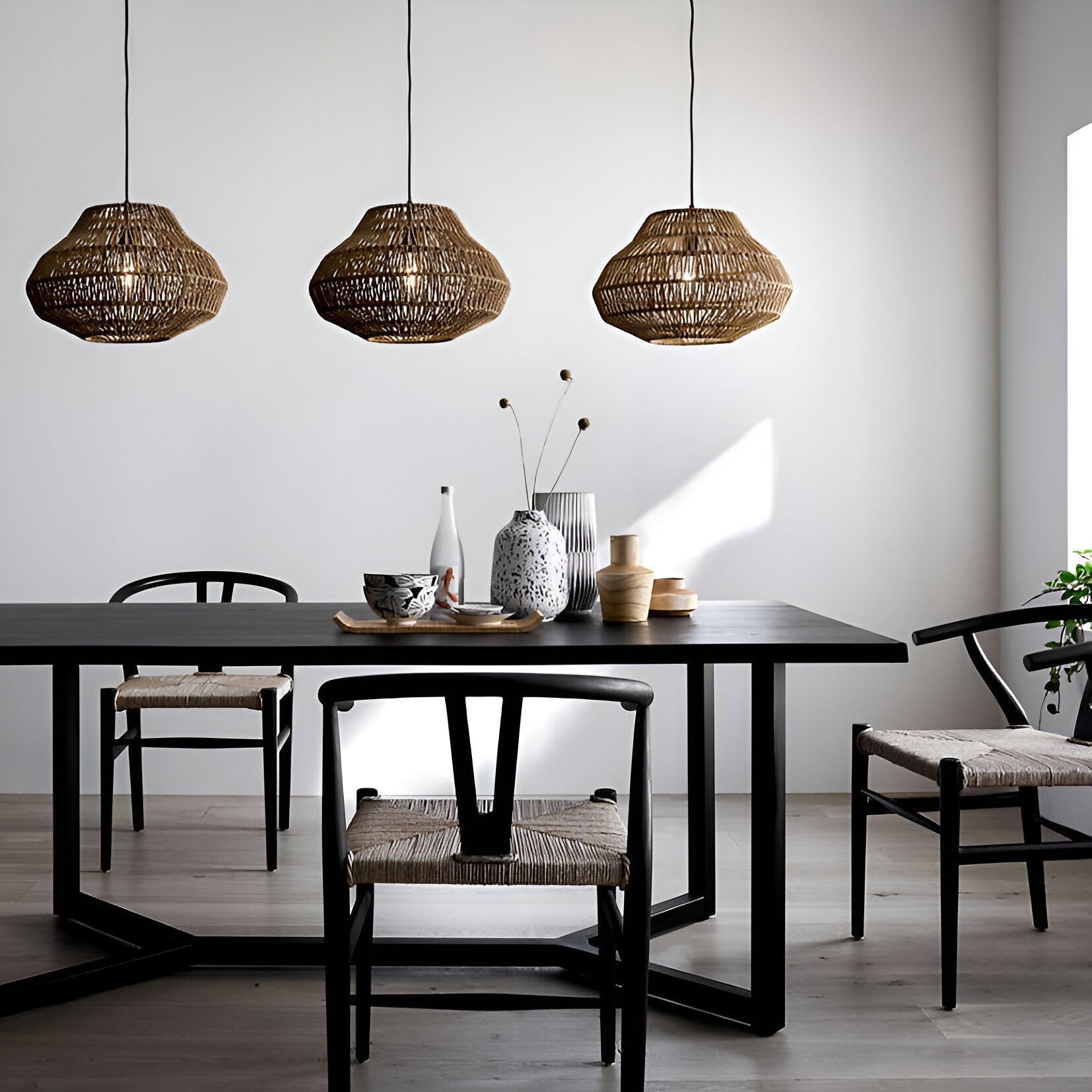 Eco-Friendly Rattan Pendant Light – Minimalist Willow Woven Design