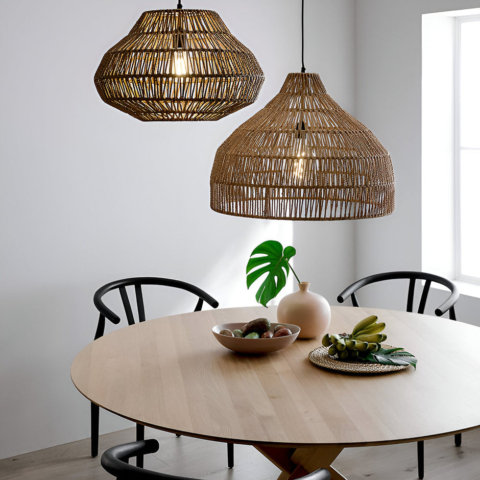 Eco-Friendly Rattan Pendant Light – Minimalist Willow Woven Design