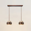 Rustic Modern Pendant Lamp – Travertine Stone Shade with Walnut Wood Finish