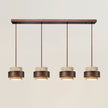 Rustic Modern Pendant Lamp – Travertine Stone Shade with Walnut Wood Finish