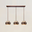 Rustic Modern Pendant Lamp – Travertine Stone Shade with Walnut Wood Finish