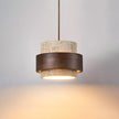 Rustic Modern Pendant Lamp – Travertine Stone Shade with Walnut Wood Finish