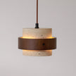 Rustic Modern Pendant Lamp – Travertine Stone Shade with Walnut Wood Finish