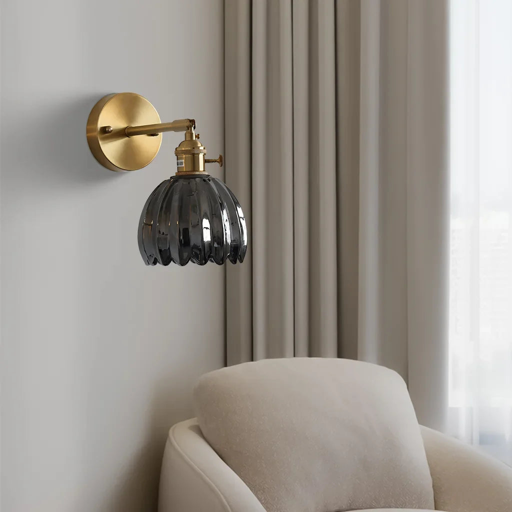 Elegant Glass Wall Light – Brass Adjustable Wall Sconce for Home Décor