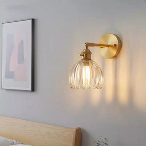 Elegant Glass Wall Light – Brass Adjustable Wall Sconce for Home Décor