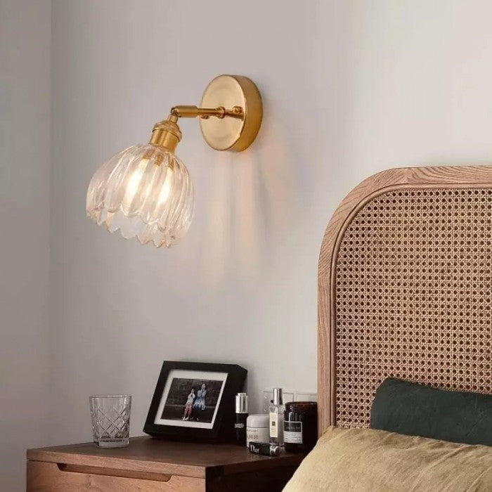 Elegant Glass Wall Light – Brass Adjustable Wall Sconce for Home Décor