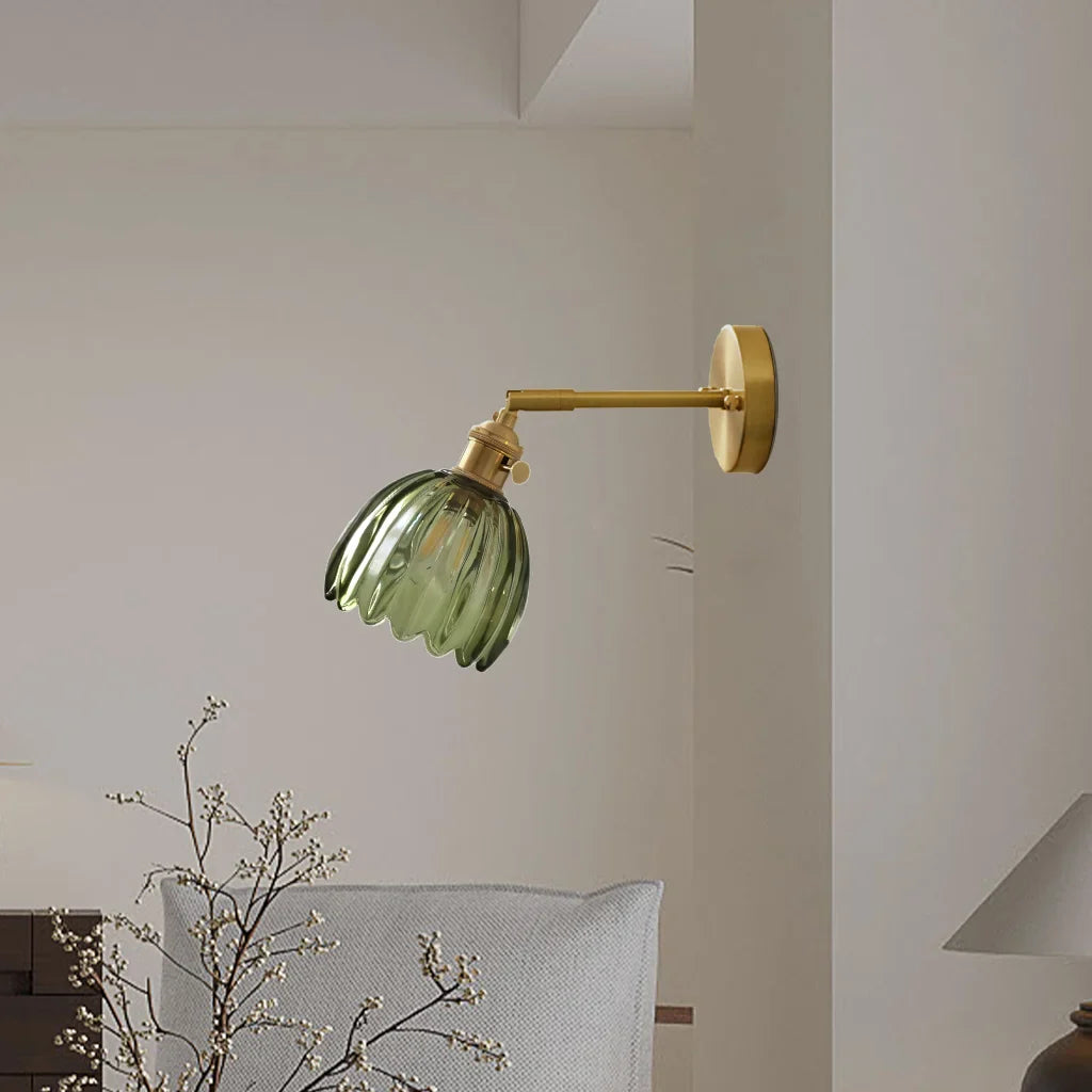 Elegant Glass Wall Light – Brass Adjustable Wall Sconce for Home Décor