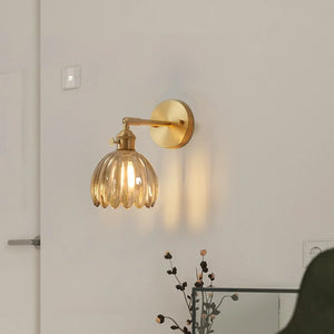 Elegant Glass Wall Light – Brass Adjustable Wall Sconce for Home Décor