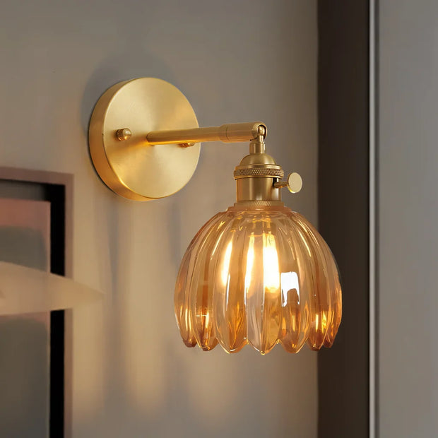 Elegant Glass Wall Light – Brass Adjustable Wall Sconce for Home Décor