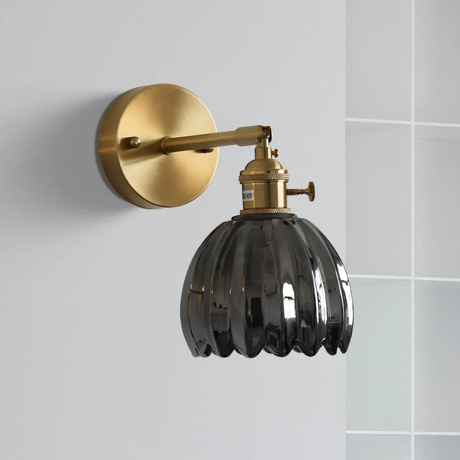 Elegant Glass Wall Light – Brass Adjustable Wall Sconce for Home Décor