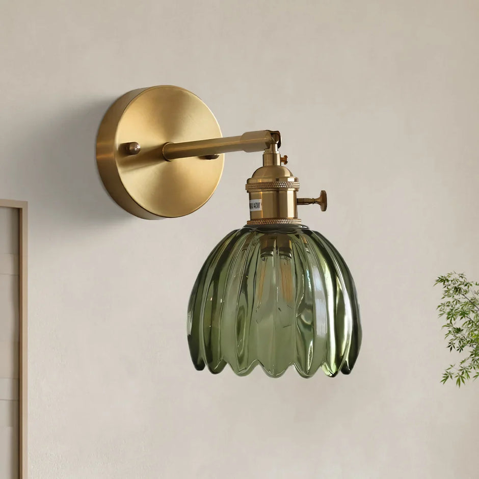 Elegant Glass Wall Light – Brass Adjustable Wall Sconce for Home Décor