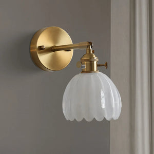 Elegant Glass Wall Light – Brass Adjustable Wall Sconce for Home Décor