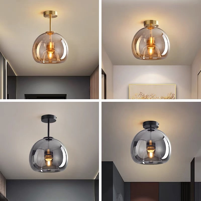 Modern Copper Glass Ceiling Light for Hallways and Living Rooms
