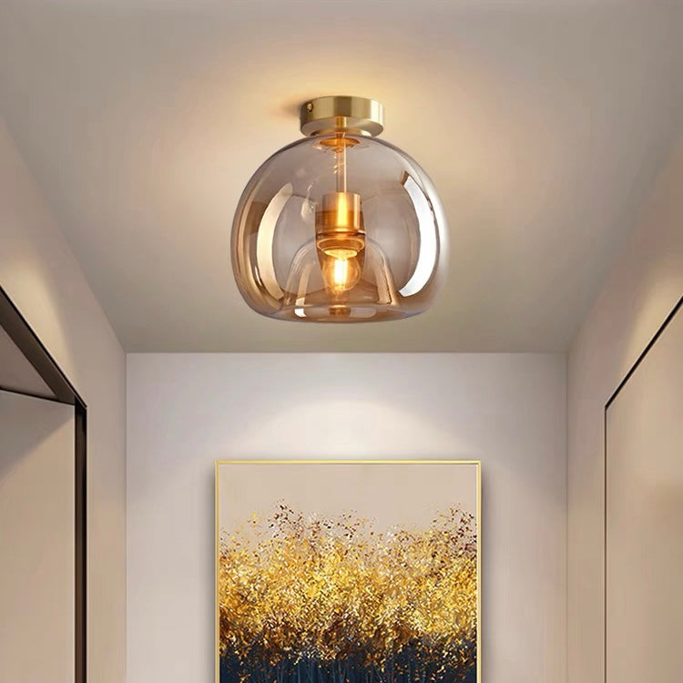 Modern Copper Glass Ceiling Light for Hallways and Living Rooms