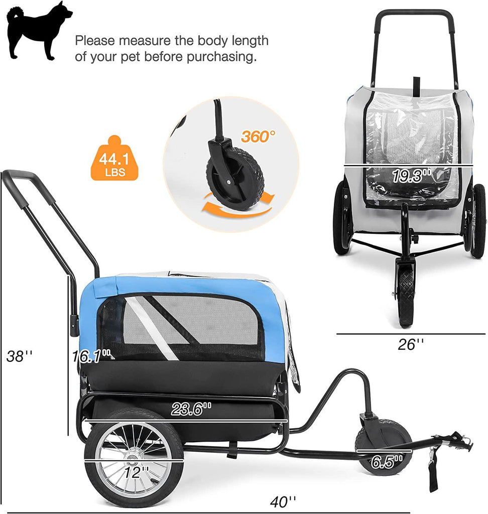 Dog Carrier Cart 2 in 1 Dog Stroller for Travel - MOSKBITE
