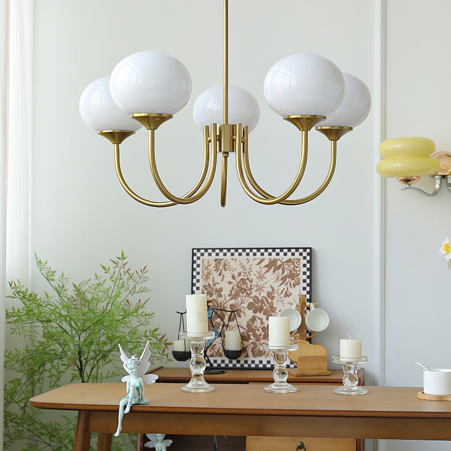 Elegant Gold Ceiling Light with Pink Glass Shades – Modern Glamour Chandelier for Living Room or Bedroom Décor