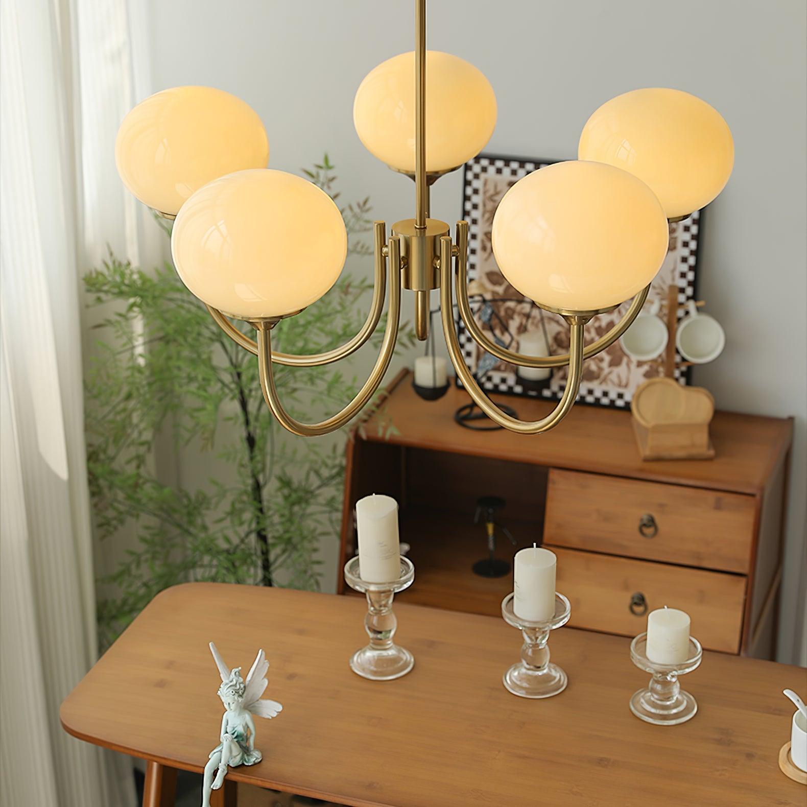 Elegant Gold Ceiling Light with Pink Glass Shades – Modern Glamour Chandelier for Living Room or Bedroom Décor