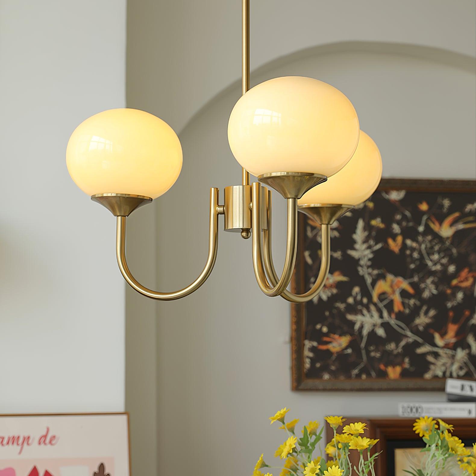 Elegant Gold Ceiling Light with Pink Glass Shades – Modern Glamour Chandelier for Living Room or Bedroom Décor