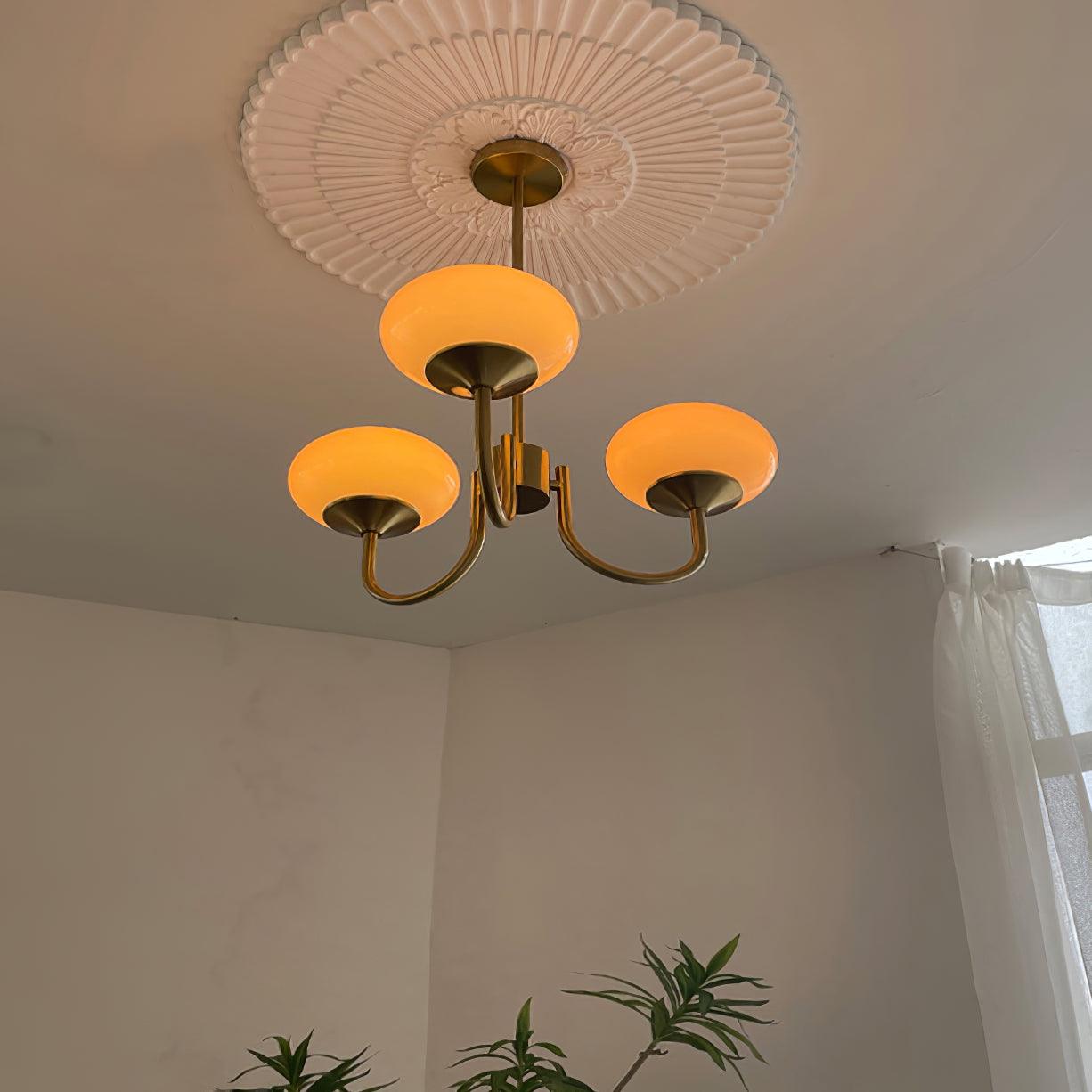 Elegant Gold Ceiling Light with Pink Glass Shades – Modern Glamour Chandelier for Living Room or Bedroom Décor