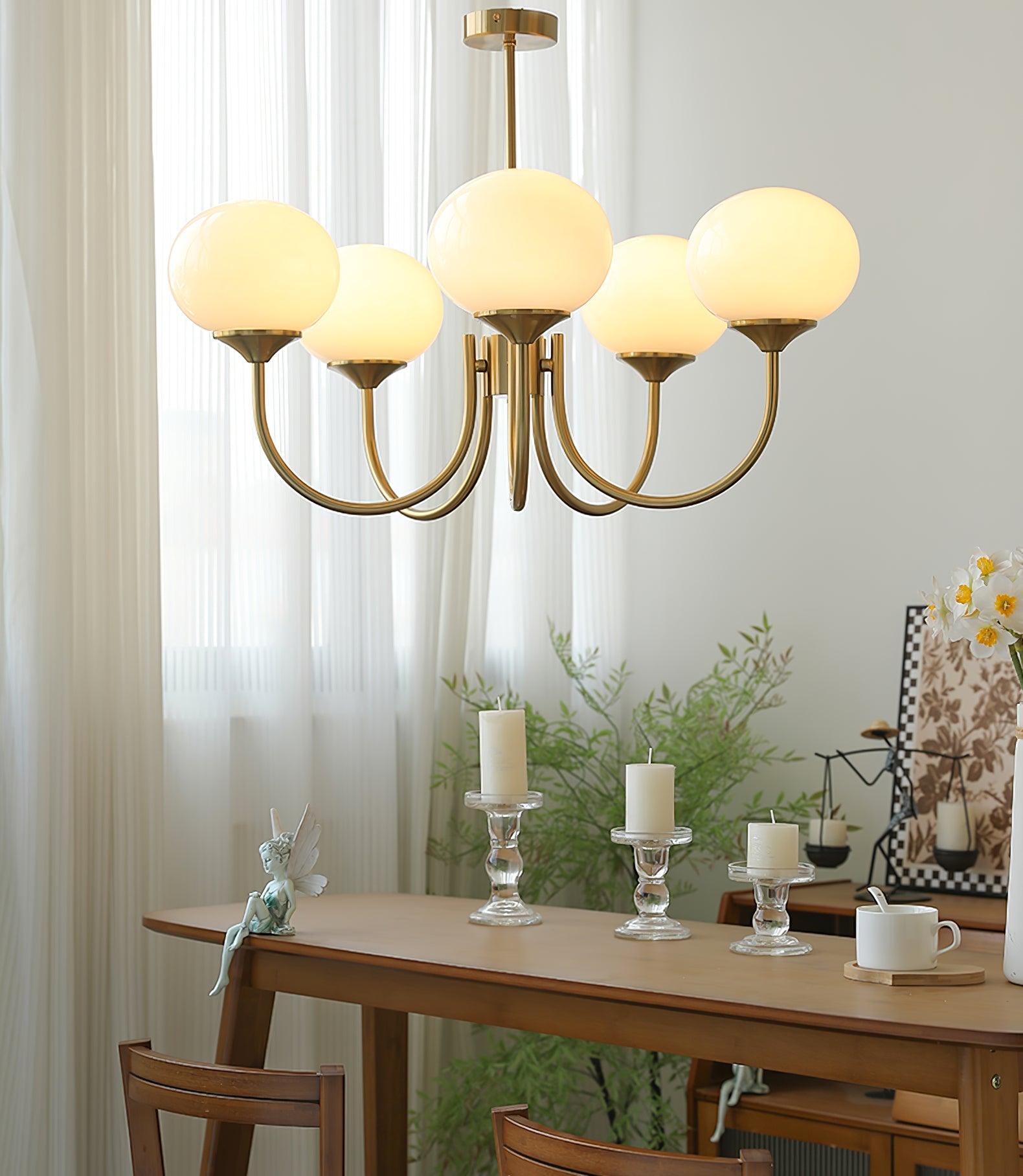Elegant Gold Ceiling Light with Pink Glass Shades – Modern Glamour Chandelier for Living Room or Bedroom Décor