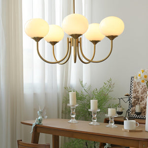 Elegant Gold Ceiling Light with Pink Glass Shades – Modern Glamour Chandelier