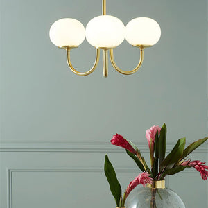 Elegant Gold Ceiling Light with Pink Glass Shades – Modern Glamour Chandelier
