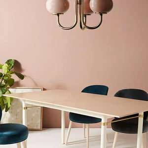 Elegant Gold Ceiling Light with Pink Glass Shades – Modern Glamour Chandelier