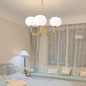 Elegant Gold Ceiling Light with Pink Glass Shades – Modern Glamour Chandelier