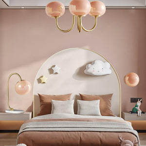 Elegant Gold Ceiling Light with Pink Glass Shades – Modern Glamour Chandelier