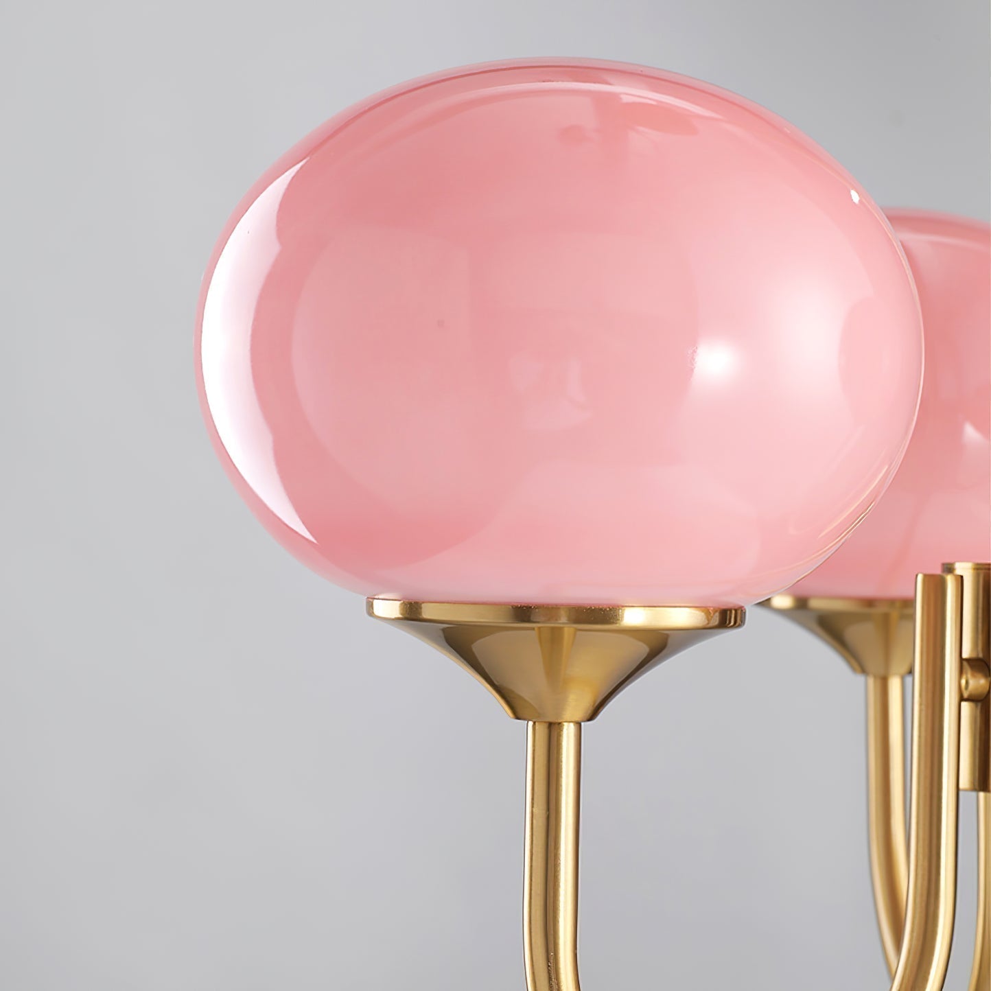 Elegant Gold Ceiling Light with Pink Glass Shades – Modern Glamour Chandelier for Living Room or Bedroom Décor
