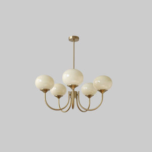 Elegant Gold Ceiling Light with Pink Glass Shades – Modern Glamour Chandelier