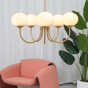 Elegant Gold Ceiling Light with Pink Glass Shades – Modern Glamour Chandelier