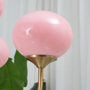 Elegant Gold Ceiling Light with Pink Glass Shades – Modern Glamour Chandelier