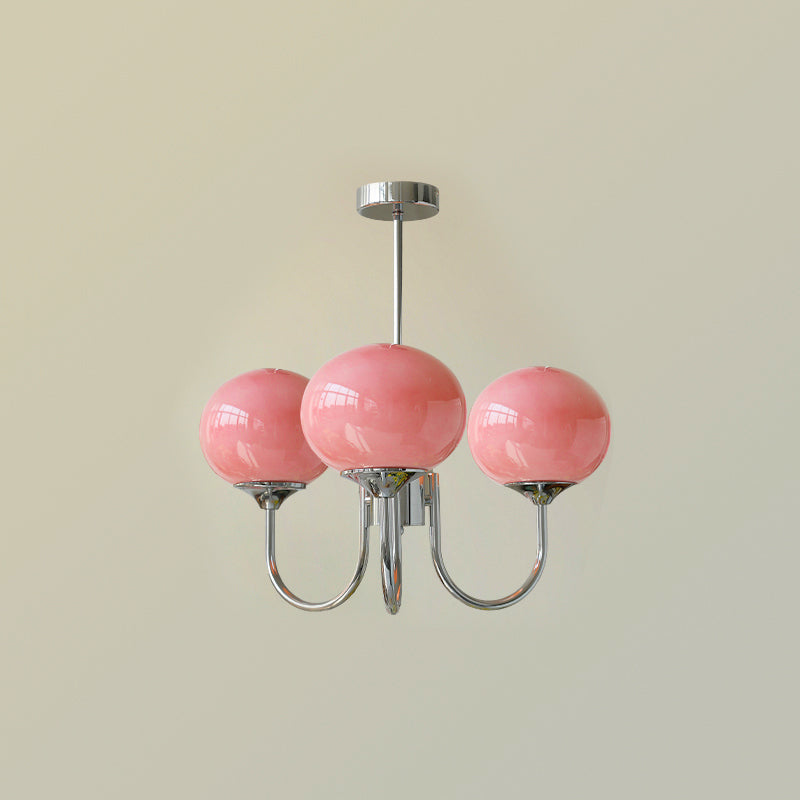 Elegant Gold Ceiling Light with Pink Glass Shades – Modern Glamour Chandelier for Living Room or Bedroom Décor