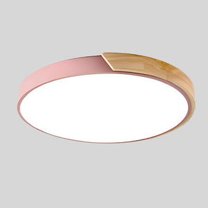 Nordic Wooden Circular Ceiling Light_  Modern Macaroon Design For Living Spaces