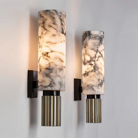 Modern Marble Wall Lamp – Elegant Metal Frame Luxury Light Fixture