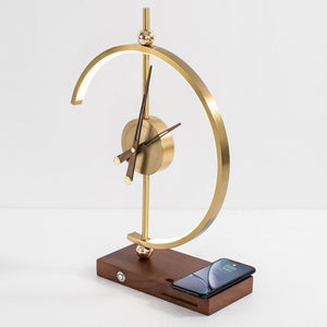 Modern Clock Lamp with Wireless Charger – With Built-In Clock & Qi Charging Pad