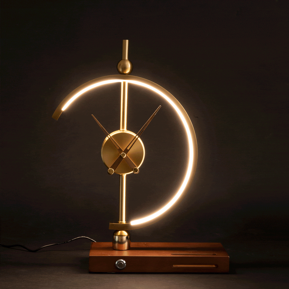 Modern Clock Lamp with Wireless Charger – With Built-In Clock & Qi Charging Pad