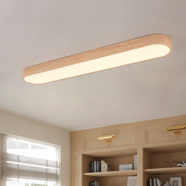 Ceiling Lights Flush Mount With Wood Accent Oval Shape Led