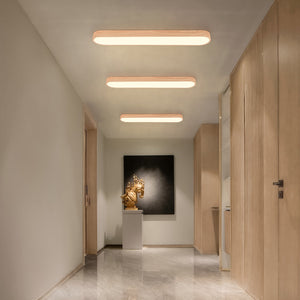 Ceiling Lights Flush Mount With Wood Accent Oval Shape Led