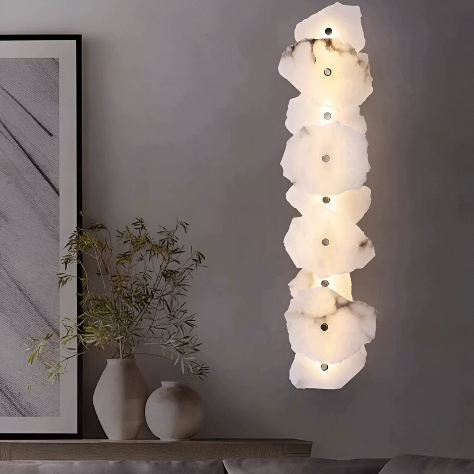 Minimalist Marble Wall Sconce – Warm Ambient Lighting for Hallways and Living Spaces