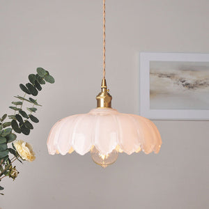 Vintage Pendant Light Glazed Floral Hanging Lamp