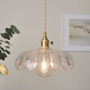 Vintage Pendant Light Glazed Floral Hanging Lamp