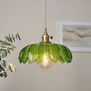 Vintage Pendant Light Glazed Floral Hanging Lamp