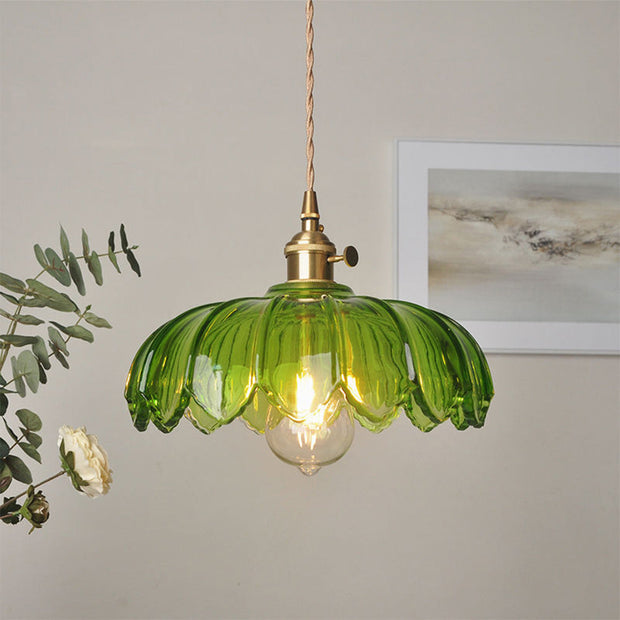 Vintage Pendant Light Glazed Floral Hanging Lamp