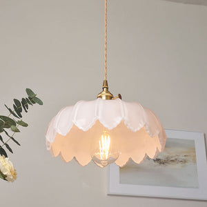 Vintage Pendant Light Glazed Floral Hanging Lamp