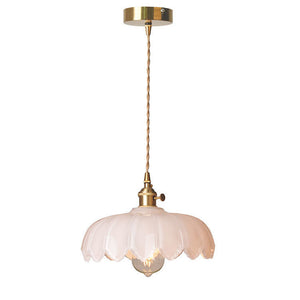 Vintage Pendant Light Glazed Floral Hanging Lamp