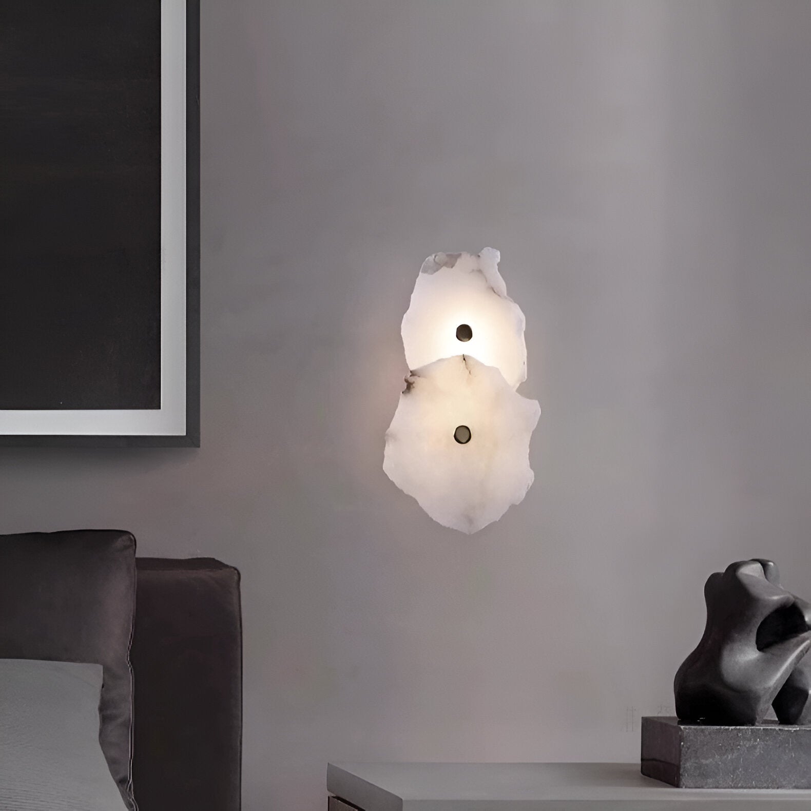Minimalist Marble Wall Sconce – Warm Ambient Lighting for Hallways and Living Spaces